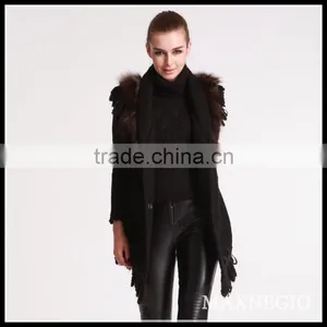 2 Color Sleeveless Fox Fur Collar Coat New Jacket Women Fashion Autumn Jacket thumbnail-1