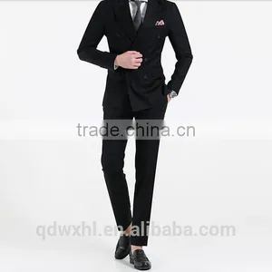 Fashion Navy Blue Stripe Double-Breasted Bespoke Suit Wholesale Mens Suit thumbnail-1