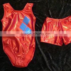 Gymnastics High Cut Leotard and Shorts Red Mystique Harley Quinn Inspired thumbnail-1