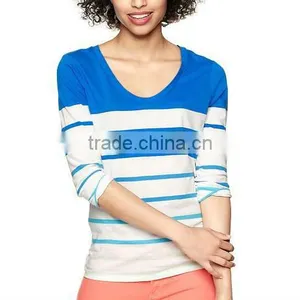 WOMENS STRIPED LONG SLEEVE T SHIRT thumbnail-1