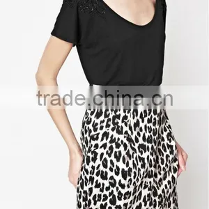 Beading Embellished Rayon Knit Jersey Top thumbnail-1