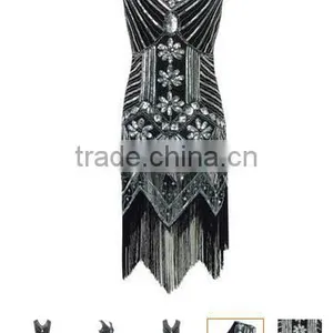 Walson Clothes Apparel Ladies Black Deluxe 20s Roaring 1920s Flapper Costume Sequin thumbnail-1