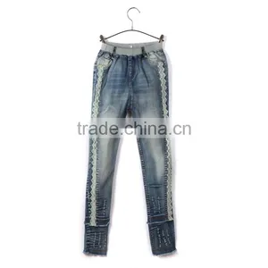 OEM Service New Style Antique Shredded Brand Logo Custom Denim Jeans thumbnail-2