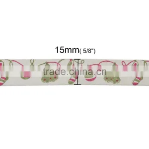 Wholesale Handmade DIY Craft Multicolor Christmas Tree Bells Pattern Cotton Sewing Ribbon thumbnail-3