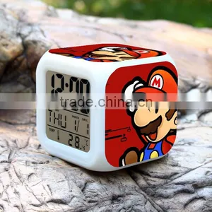 2015 Hot GAME Super Mario LED Alarm Clock, Super Mario Digital Alarm Clock, Super Mario Cartoon Clock for Kids thumbnail-1