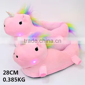 Cute Designs Unicorn Anime Luminous Pink Plush Slipper 28CM thumbnail-1