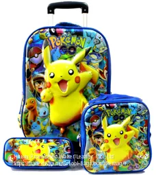 3D EVA Trolley School Backpack Set,wheeled Rolling Bag, Three Piece With Lunch Bag,pencil Box thumbnail-3