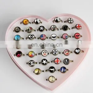 36 Pairs/box Gorgeous European Style Time Gem Opening Ring Retro Cute Ring thumbnail-1