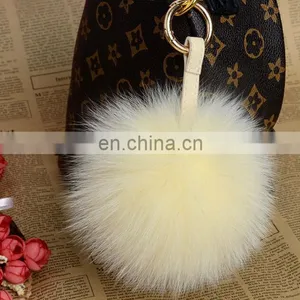 Multicolor Fox Fur Pom Pom Keychain thumbnail-2