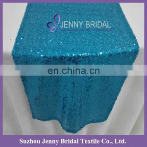 SQN#10 Jenny Bridal Ocean Blue Cheap Metallic Sequin Table Runner thumbnail-2