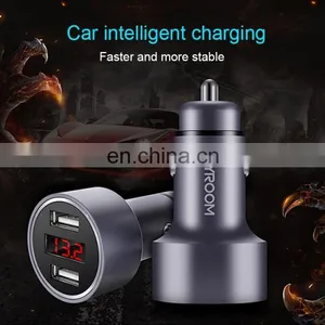 Mobile Phone C-M215 5V 2.1A Aluminum Alloy Dual USB Ports Smart Car Charger With Micro USB to USB Charger = thumbnail-3