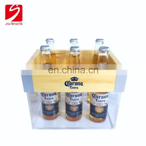 Hot Selling Personalized Plastic Custom Ice Bucket With Wood Top thumbnail-1