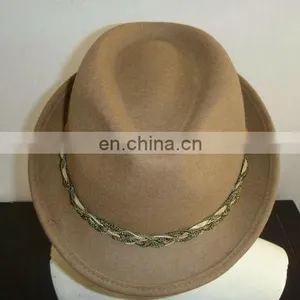 Fashion Wool Felt Fedora Hat, Wool Felt Hat, Wool Hat Light Tan Color thumbnail-1