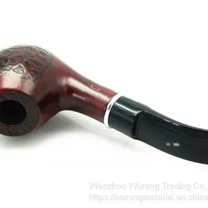 135mm Length Wooden Resin Short Tobacco Pipe With Small Black Line-dot Head for Smoking thumbnail-1