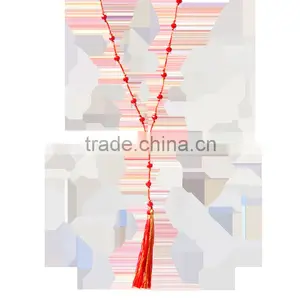 China Trendy Red Handmade Tassel Necklace, Latest Design Beads Necklace thumbnail-1