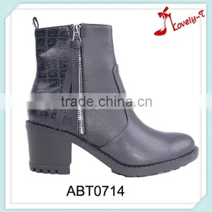 Fashionable Girls High Heel Ankle Boots Cowgirl Security Splicing Zipper Boots thumbnail-1