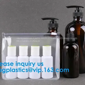 Pvc Makeup Cosmetic Bag Resealable PVC Slider Zip Poly CPE Material, Makeup Mini Clear PVC Cosmetic Bag thumbnail-2