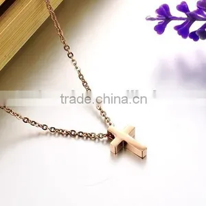 Wholesale New Plating Rose Gold Cross Titanium Steel Necklaces for Woman Pendant Beautiful Gift thumbnail-3