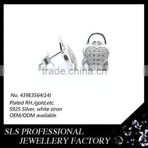 Butterfly Push Back Stud Earring 925 Silver CZ Micro Paved Design Diamond Earrings Concentric Lock Latest Fashion Earrings thumbnail-3