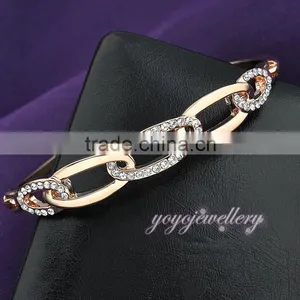 Womens Jewellery Link Shaped Crystal 18k Gold Bangle Saudi Arabia Jewelry thumbnail-4