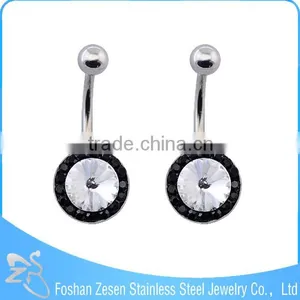 China Manufacturer Women Stainless Steel AB Star Stone Belly Bar Navel Ring thumbnail-5
