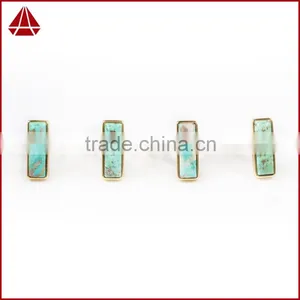 Natural Blue Turquoise Set Into a 18k Gold Bezel thumbnail-5