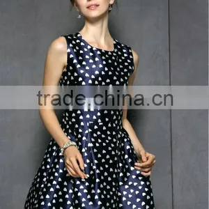 100% Polyester Sleeveless Heart Printed Summer Dress 2014 With Good Lining thumbnail-3