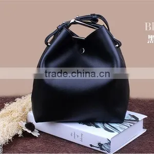 2016 New Korean Fashion Square Buckle Leather Bucket Bag thumbnail-2