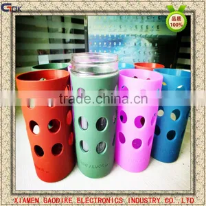 Food Grade Silicone 16 oz Glass Water Bottle Silicone Sleeves thumbnail-1
