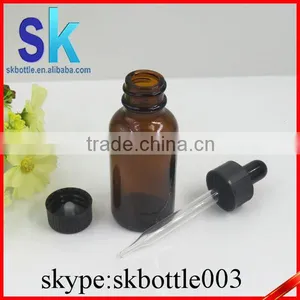 30ml Round Boston Glass Bottle With Glass Dropper Amber Glass Essential Oil Bottle Wholesale thumbnail-3