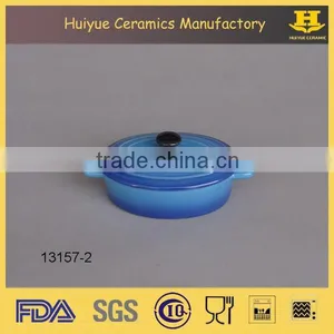 Ceramic Mini Casserole, Oval Glazed Casserole With Cover thumbnail-2