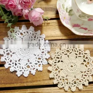 Hand Crochet Cotton Round Doilies,rustic Lace Hollow Natural Round Doilies thumbnail-1