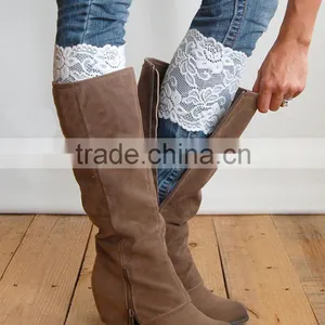 Wholesale Women Lace Leg Warmers Elastic Lace Boot Socks Flower Design Lace Boot Toppers thumbnail-1