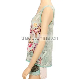 2015 Own Design Sleeveless Sexy 95%Polyester 5%Spandex Mesh Front Print Women SUMMER Tank Top thumbnail-3