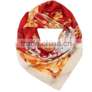 Flower Printed Square Silk Scarf Foulard thumbnail-1