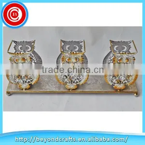 Antique Desk Top Metal Owl Candle Stand thumbnail-1