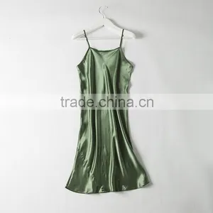 Pure 100%mulberry Silk Skirt With Shoulder-straps, Ladies Silk Dress thumbnail-3