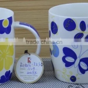 11OZ Abstract Butterfly Design Full Decal Print Tea Cups, Shiny Surface Porcelain Mug, KL5016-323D thumbnail-1