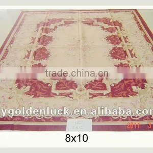 8x10 Handmade Beige Aubusson Hand Rugs for Sale thumbnail-1
