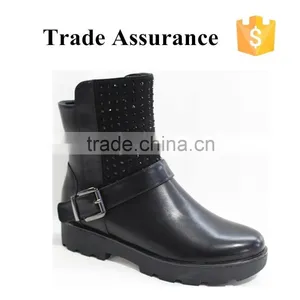Black Quality PU Italian Winter Leather Boots Women thumbnail-1