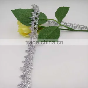 Elegant Vintage Passmenterie Lampshade Ribbon Sewing Craft Silver Lurex Lace Trim thumbnail-1