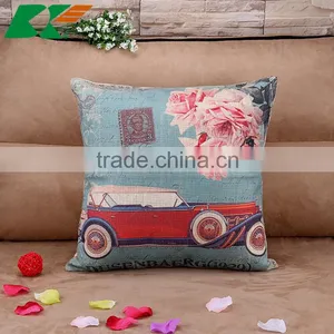 2015 Digital Printing Cartoon Car Series Cushion Cover Cotton and Linen Hold Pillow thumbnail-1