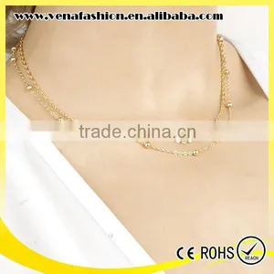 Copper Beads Short Model Thin Gold Chain Necklace thumbnail-1