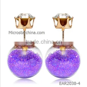 IN STOCK Korean Style Popular Double Glass Ball Stud Candy Color Pearl Earrings thumbnail-5