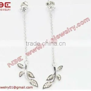 Israel Design Artisan Crafted 925 Silver Earrings Jewelry, Long Dangle Silver Earrings,light Weight Cheap Price,AAA Grade cz thumbnail-1