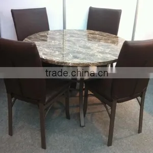 Modern Metal Wood and Lether Dining Table and Chairs 1+4 Sets thumbnail-2