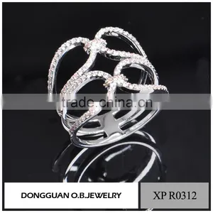 New Arrival White Gold Plated Finger Ring With AAA Zircon Diamond Stones for Women Girls thumbnail-4
