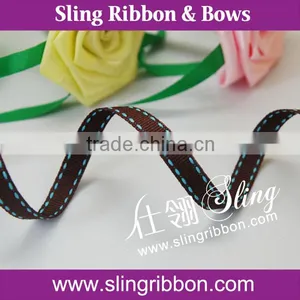 9mm Polyester Stitched Grosgrain Ribbon For Sale thumbnail-1