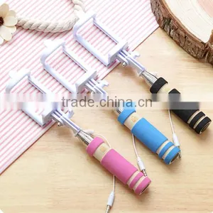 High Quality Extendable Mini Handheld Wired Remote Shutter Selfie Stick Monopod for Cellphone thumbnail-2