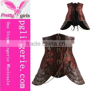 New Item Vintage Buckle up Brocade Steampunk Underbust Corset thumbnail-6